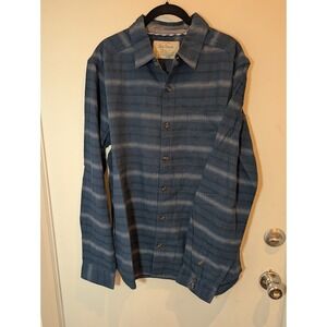 Old Ranch Striped Button Down Shirt Long Sleeve Men's L 100%‎ Organic Cotton
